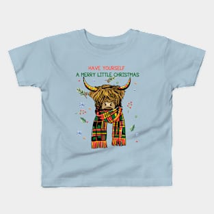 Highland Cow Christmas Spirit Kids T-Shirt